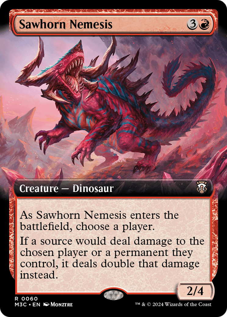 Sawhorn Nemesis (Extended Art) (Ripple Foil) [Modern Horizons 3 Commander] MTG Single Magic: The Gathering | Red Claw Gaming