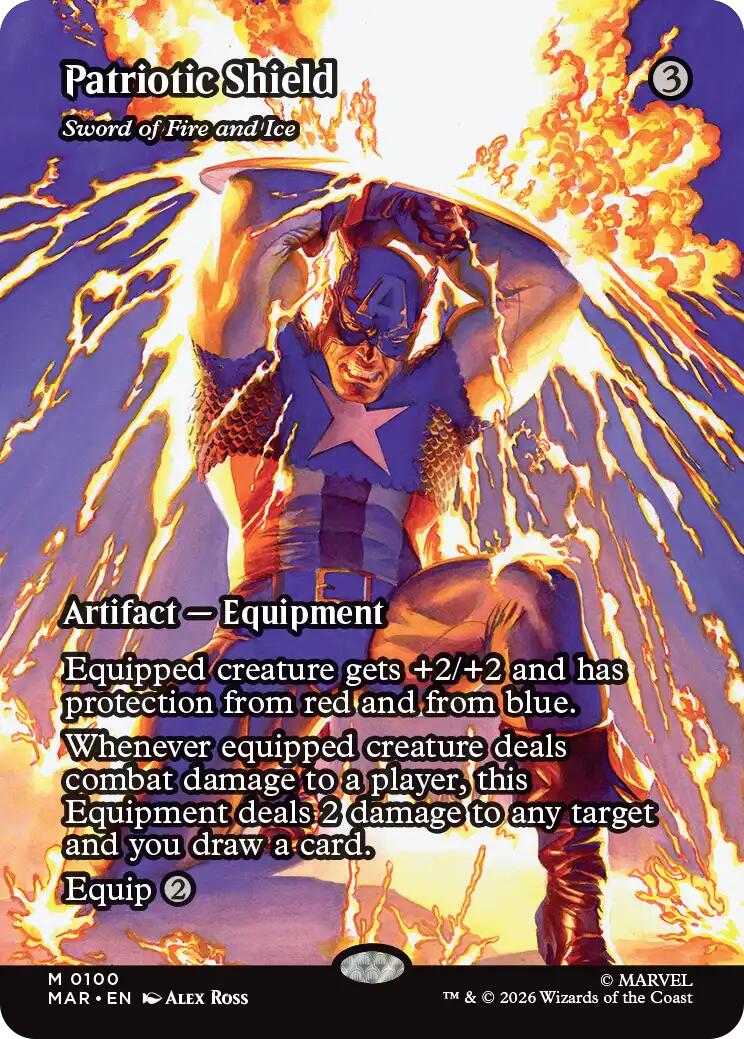 Patriotic Shield - Sword of Fire and Ice (Borderless) [Marvel Universe: Eternal-Legal] | Red Claw Gaming