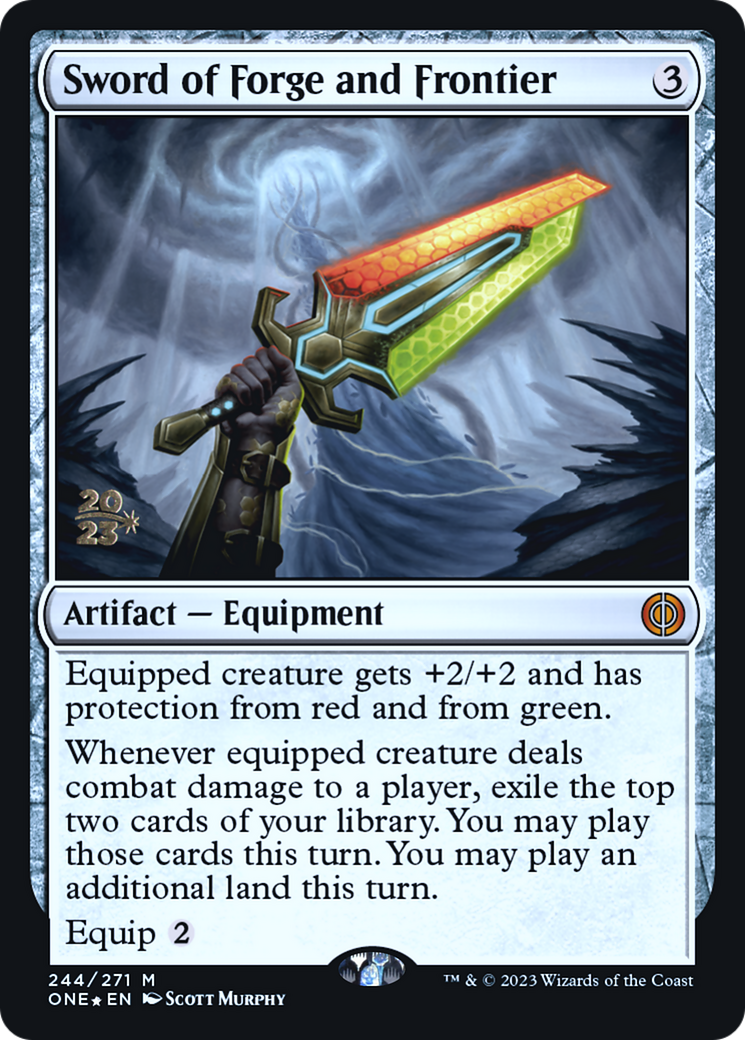 Sword of Forge and Frontier [Phyrexia: All Will Be One Prerelease Promos] MTG Single Magic: The Gathering | Red Claw Gaming
