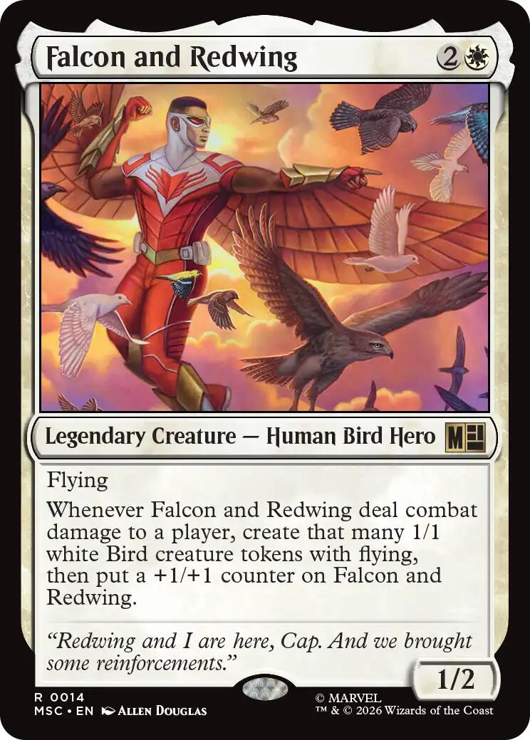 Falcon and Redwing (Surge Foil) [Marvel Super Heroes Commander] MTG Single Magic: The Gathering | Red Claw Gaming