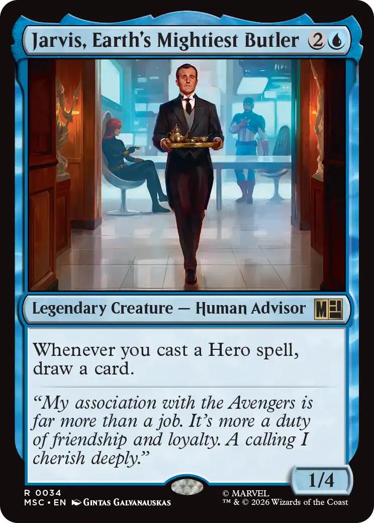 Jarvis, Earth's Mightiest Butler (Surge Foil) [Marvel Super Heroes Commander] MTG Single Magic: The Gathering | Red Claw Gaming