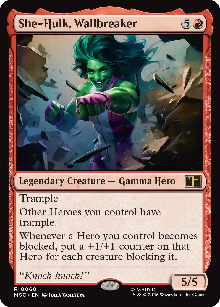She-Hulk, Wallbreaker (Surge Foil) [Marvel Super Heroes Commander] MTG Single Magic: The Gathering | Red Claw Gaming