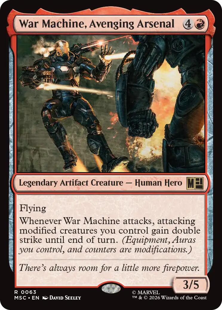 War Machine, Avenging Arsenal (Surge Foil) [Marvel Super Heroes Commander] MTG Single Magic: The Gathering | Red Claw Gaming