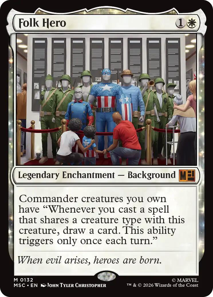 Folk Hero (Surge Foil) [Marvel Super Heroes Commander] MTG Single Magic: The Gathering | Red Claw Gaming