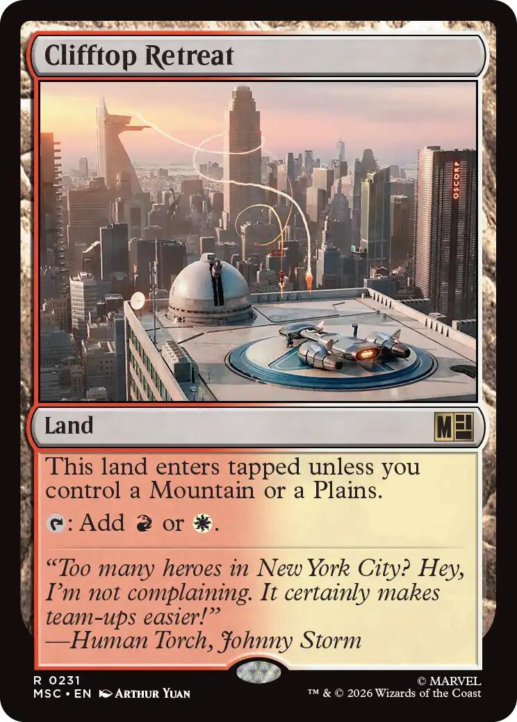 Clifftop Retreat (Surge Foil) [Marvel Super Heroes Commander] MTG Single Magic: The Gathering | Red Claw Gaming