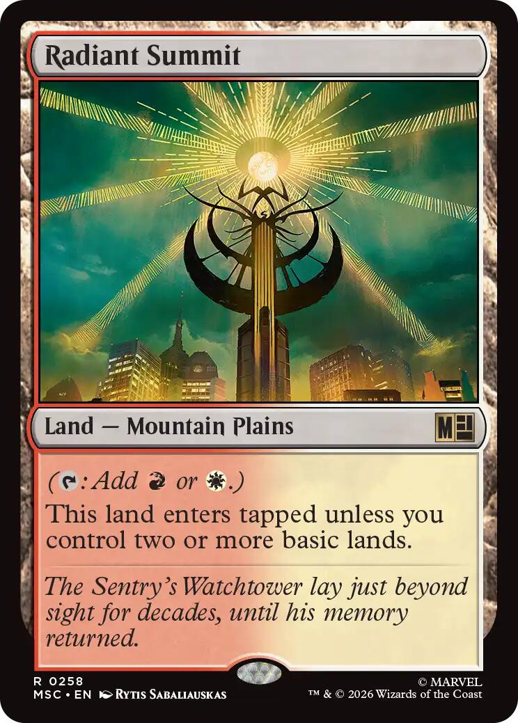 Radiant Summit (Surge Foil) [Marvel Super Heroes Commander] MTG Single Magic: The Gathering | Red Claw Gaming