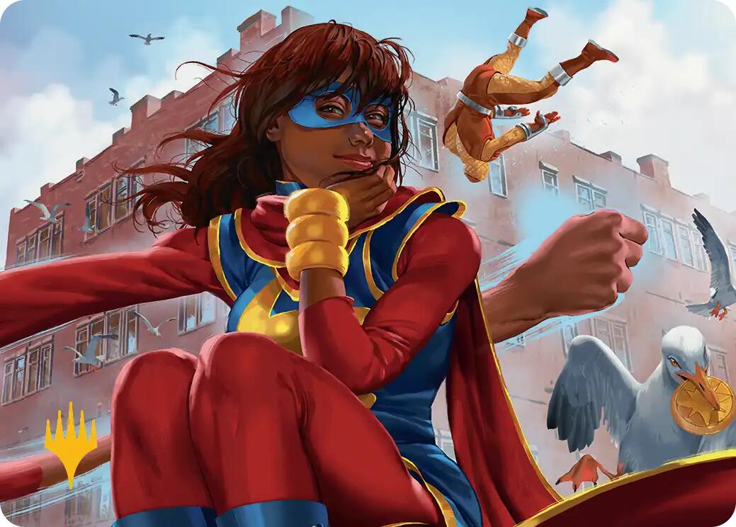 Ms. Marvel, Kamala Khan Art Card (Gold-Stamped Planeswalker Symbol) [Marvel Super Heroes Art Series] | Red Claw Gaming