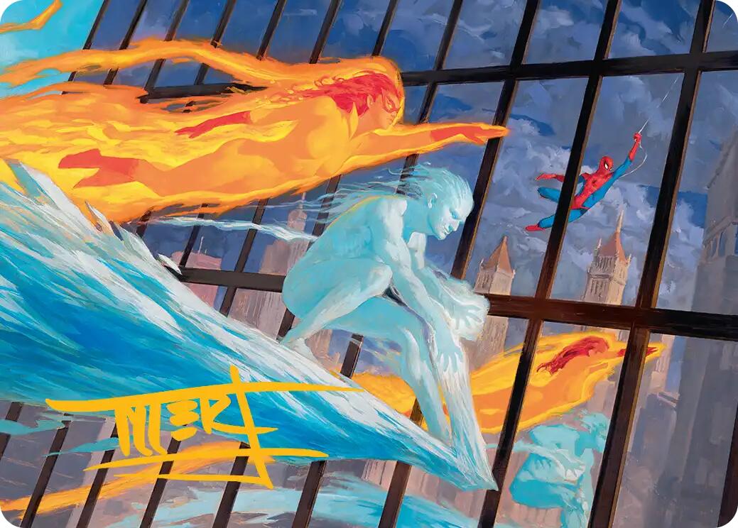 Iceman and Firestar Art Card (Gold-Stamped Signature) [Marvel Super Heroes Art Series] | Red Claw Gaming