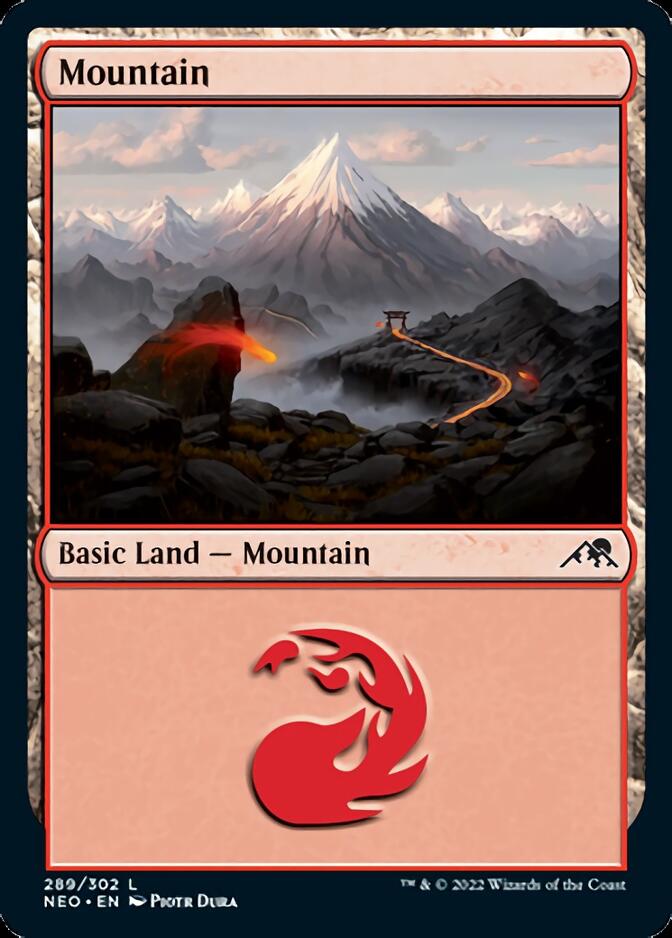 Mountain (289) [Kamigawa: Neon Dynasty] MTG Single Magic: The Gathering    | Red Claw Gaming