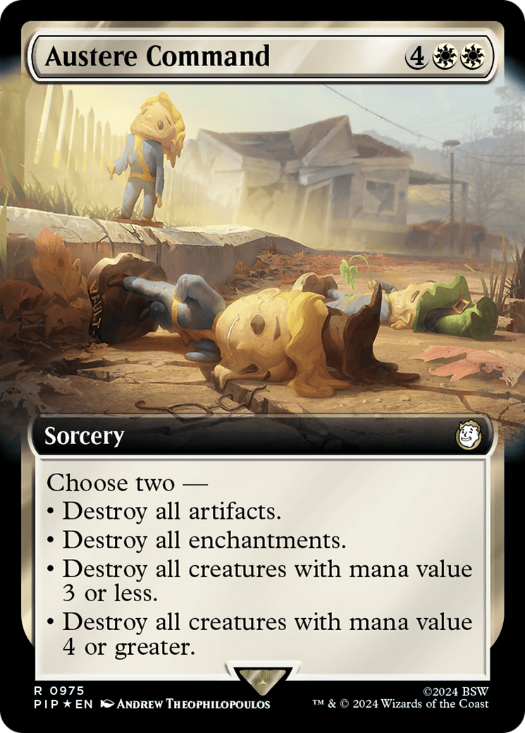 Austere Command (Extended Art) (Surge Foil) [Fallout] MTG Single Magic: The Gathering | Red Claw Gaming