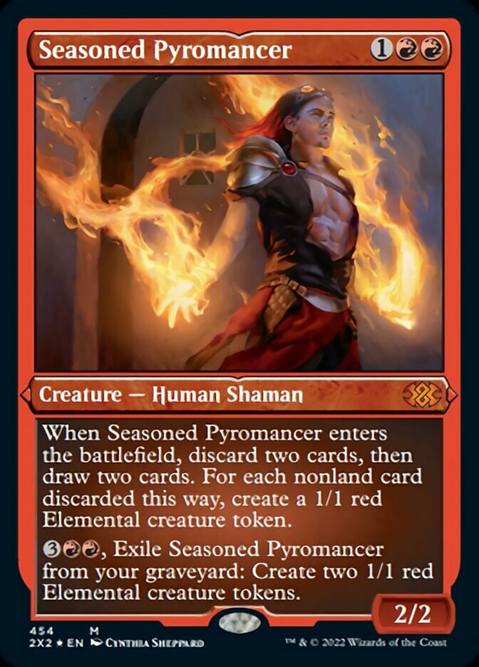 Seasoned Pyromancer (Foil Etched) [Double Masters 2022] MTG Single Magic: The Gathering    | Red Claw Gaming