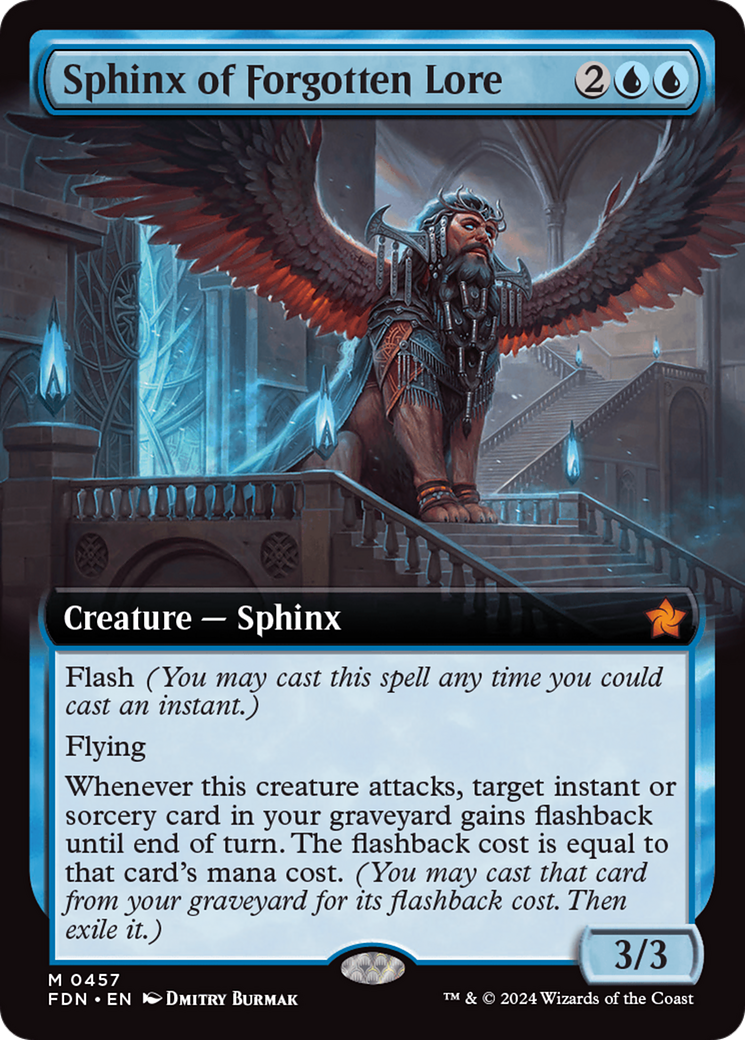 Sphinx of Forgotten Lore (Extended Art) [Foundations] MTG Single Magic: The Gathering | Red Claw Gaming