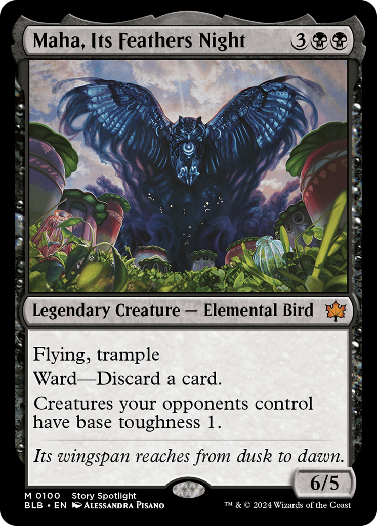 Maha, Its Feathers Night (Borderless) [Bloomburrow] MTG Single Magic: The Gathering | Red Claw Gaming