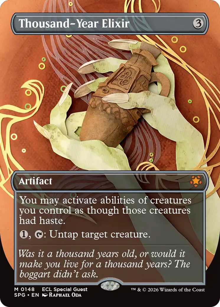 Thousand-Year Elixir (Borderless) [Lorwyn Eclipsed Special Guests] MTG Single Magic: The Gathering | Red Claw Gaming