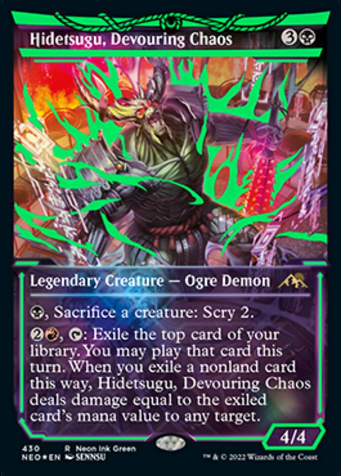 Hidetsugu, Devouring Chaos (Neon Ink Green) [Kamigawa: Neon Dynasty] MTG Single Magic: The Gathering    | Red Claw Gaming