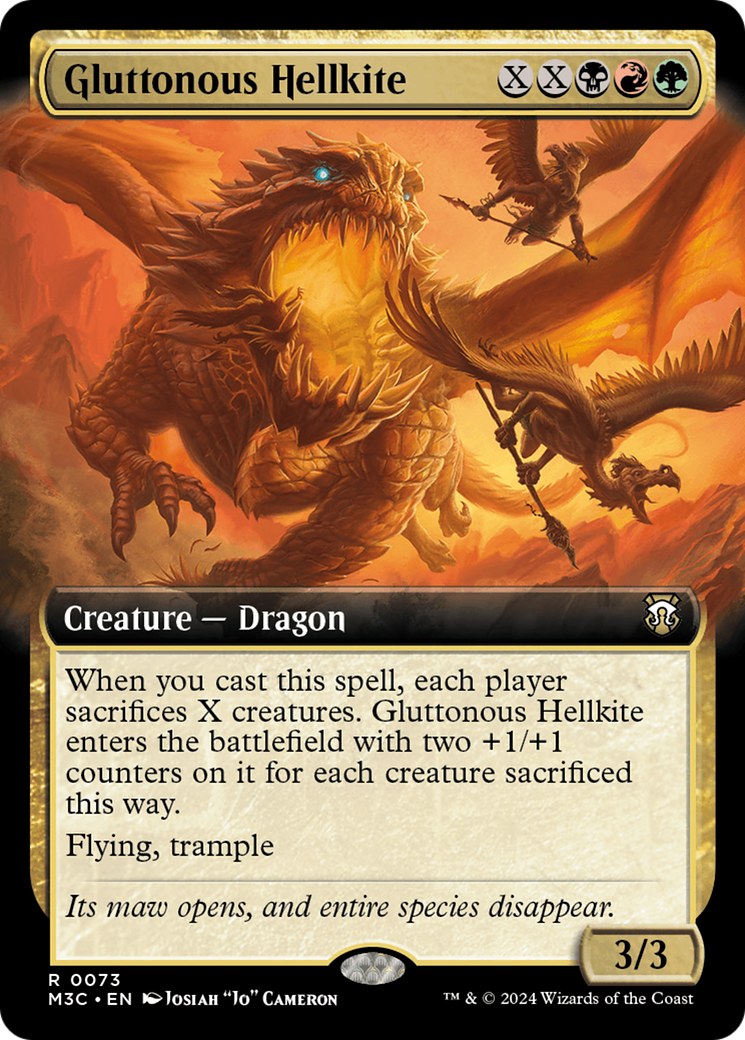 Gluttonous Hellkite (Extended Art) (Ripple Foil) [Modern Horizons 3 Commander] MTG Single Magic: The Gathering | Red Claw Gaming