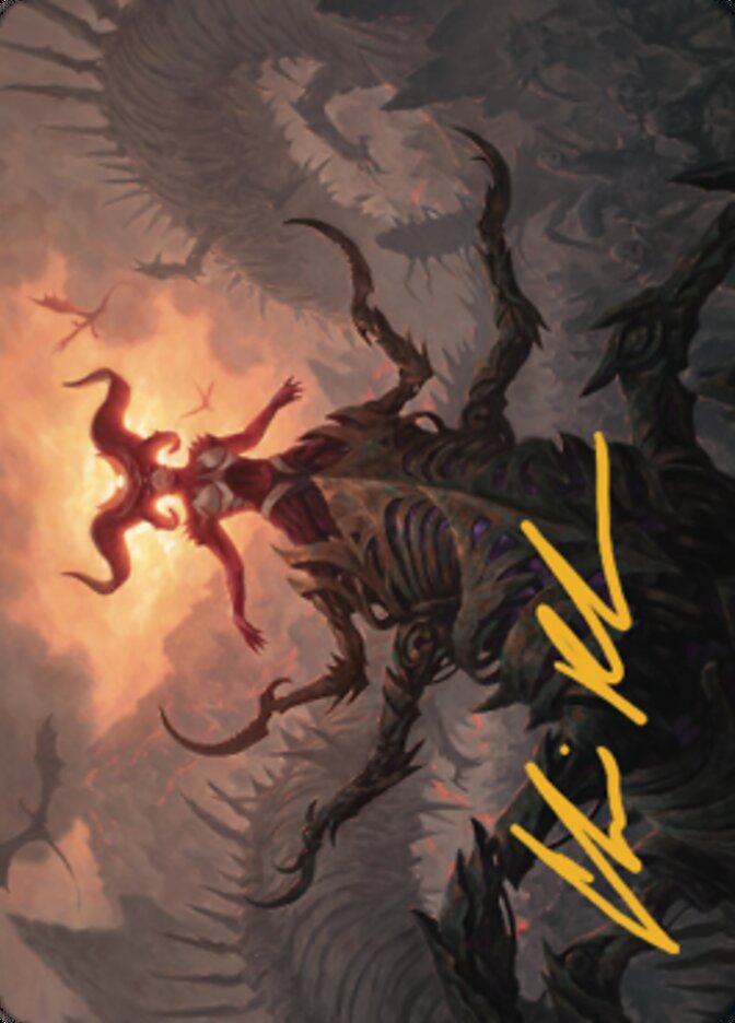 Sheoldred, the Apocalypse Art Card (Gold-Stamped Signature) [Dominaria United Art Series] MTG Single Magic: The Gathering | Red Claw Gaming