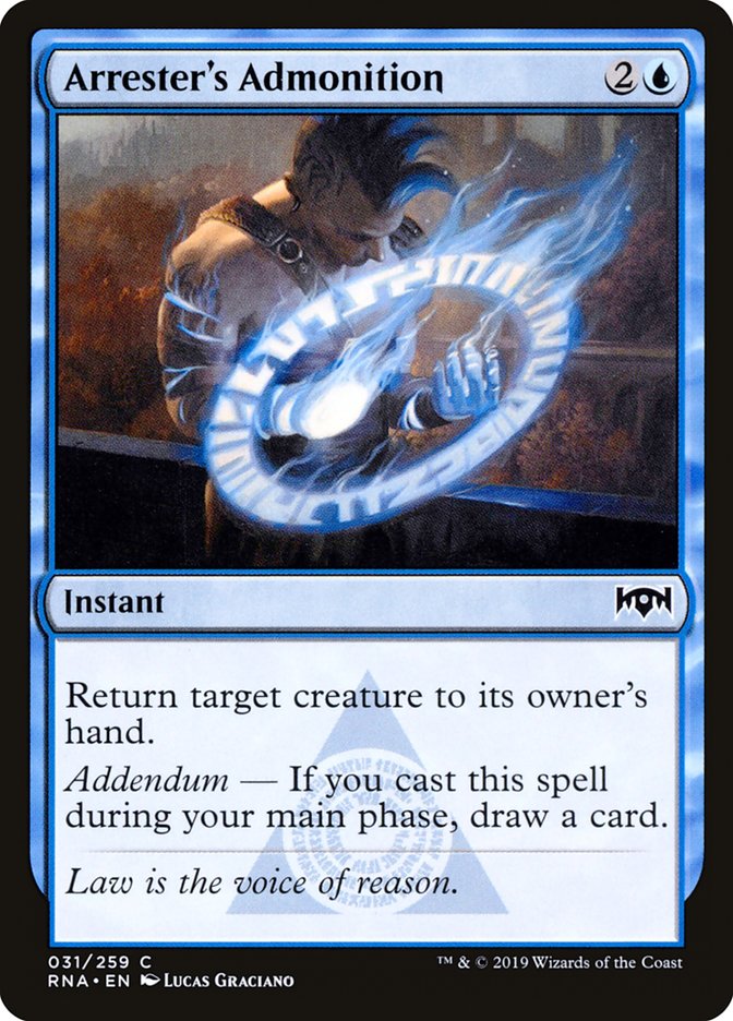 Arrester's Admonition [Ravnica Allegiance] MTG Single Magic: The Gathering | Red Claw Gaming