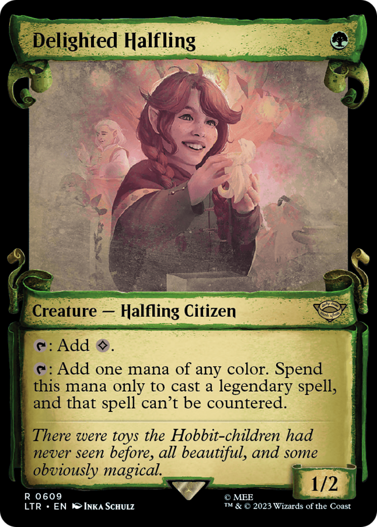 Delighted Halfling [The Lord of the Rings: Tales of Middle-Earth Showcase Scrolls] MTG Single Magic: The Gathering | Red Claw Gaming