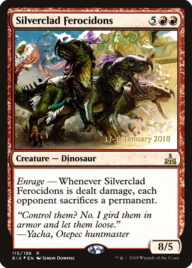 Silverclad Ferocidons [Rivals of Ixalan Prerelease Promos] MTG Single Magic: The Gathering | Red Claw Gaming