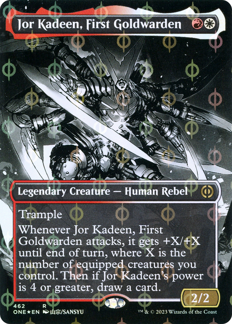 Jor Kadeen, First Goldwarden (Borderless Manga Step-and-Compleat Foil) [Phyrexia: All Will Be One] MTG Single Magic: The Gathering | Red Claw Gaming