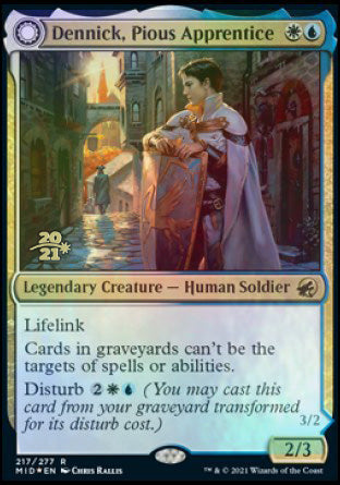 Dennick, Pious Apprentice // Dennick, Pious Apparition [Innistrad: Midnight Hunt Prerelease Promos] MTG Single Magic: The Gathering | Red Claw Gaming