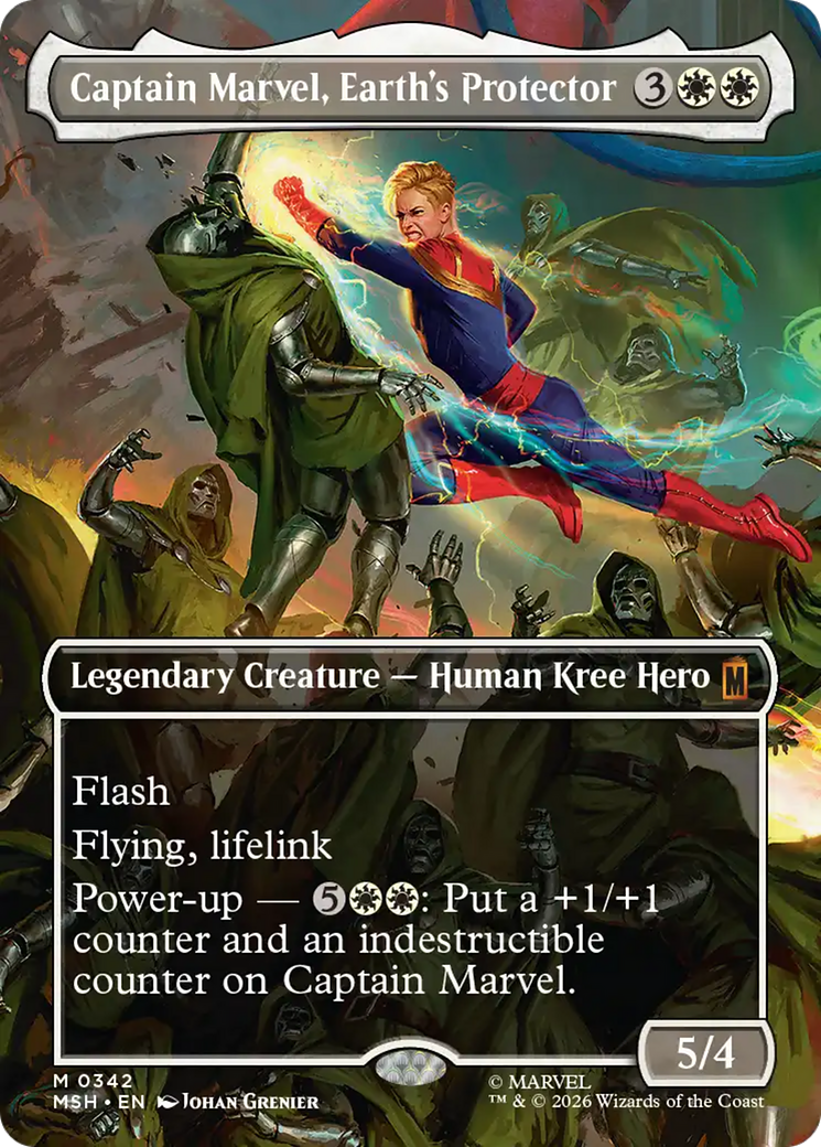 Captain Marvel, Earth's Protector (Borderless) (0342) [Marvel Super Heroes] | Red Claw Gaming