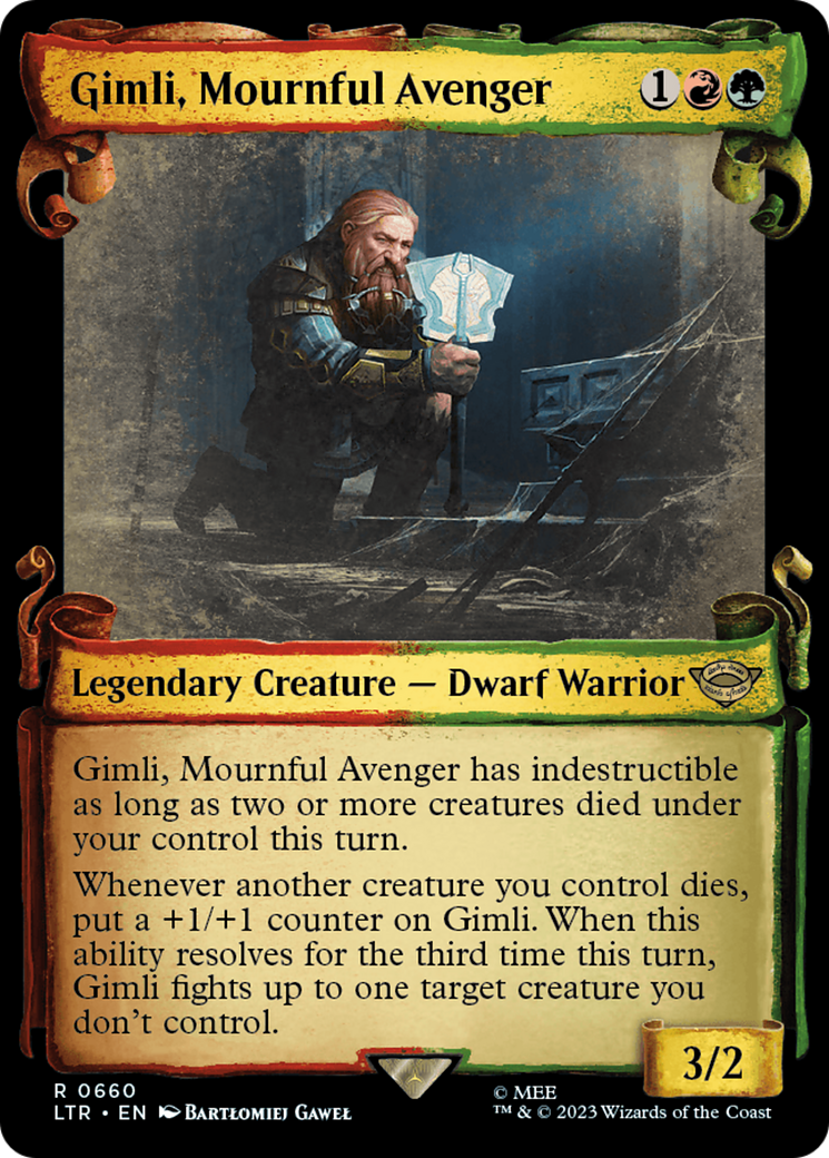 Gimli, Mournful Avenger [The Lord of the Rings: Tales of Middle-Earth Showcase Scrolls] MTG Single Magic: The Gathering | Red Claw Gaming