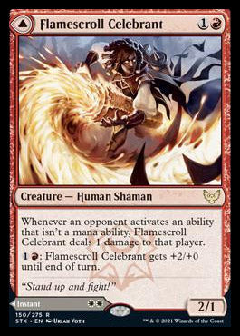 Flamescroll Celebrant // Revel in Silence [Strixhaven: School of Mages] MTG Single Magic: The Gathering | Red Claw Gaming
