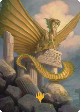 Ancient Gold Dragon Art Card (05) (Gold-Stamped Signature) [Commander Legends: Battle for Baldur's Gate Art Series] MTG Single Magic: The Gathering | Red Claw Gaming