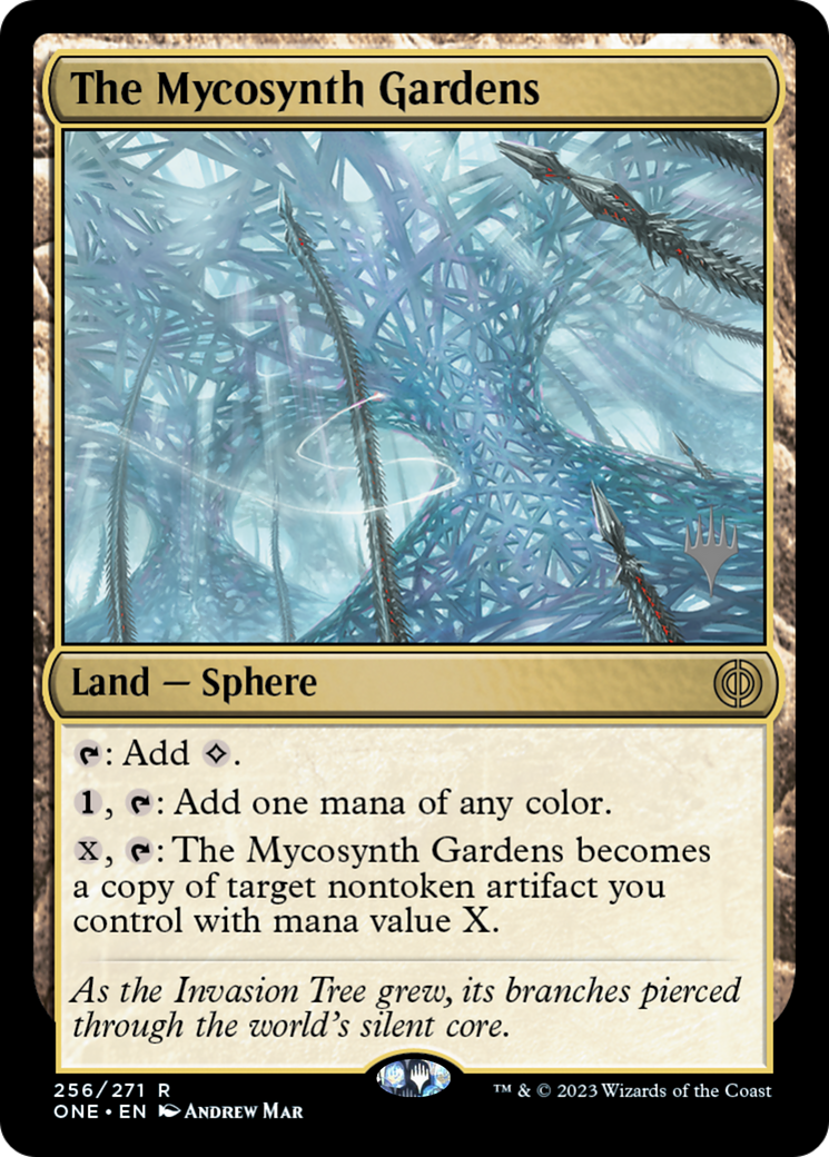 The Mycosynth Gardens (Promo Pack) [Phyrexia: All Will Be One Promos] MTG Single Magic: The Gathering | Red Claw Gaming