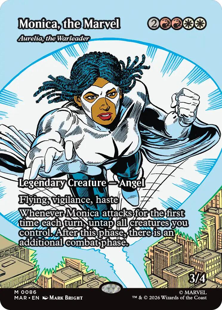 Monica, the Marvel - Aurelia, the Warleader (Borderless) [Marvel Universe: Eternal-Legal] | Red Claw Gaming
