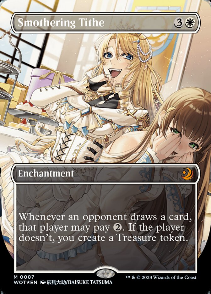 Smothering Tithe (Anime Borderless) (Confetti Foil) [Wilds of Eldraine: Enchanting Tales] MTG Single Magic: The Gathering | Red Claw Gaming