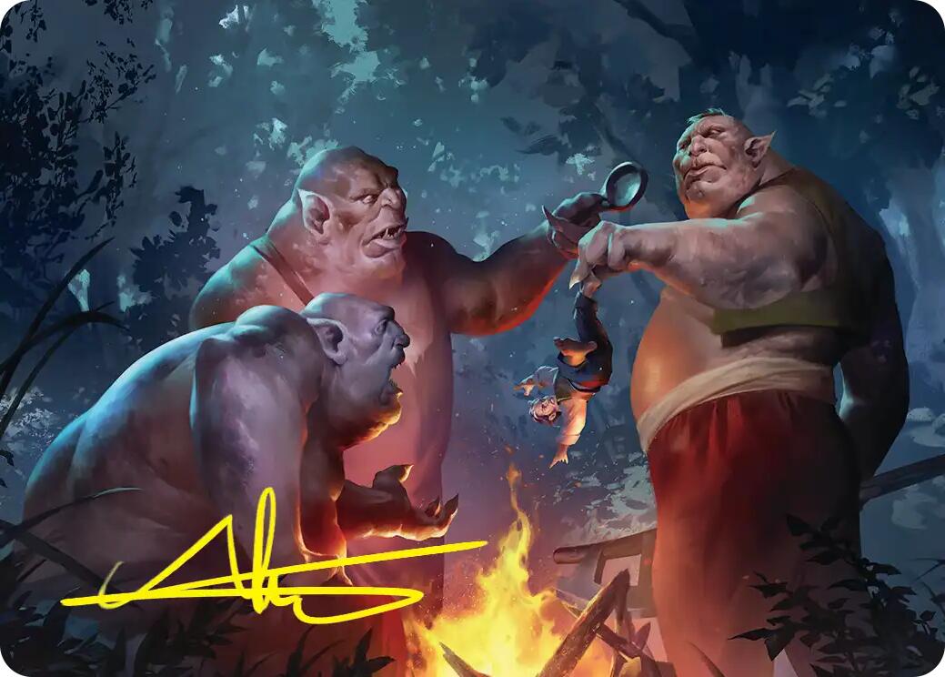 Tom, Bert, and William Art Card (Gold-Stamped Signature) [The Hobbit Art Series] | Red Claw Gaming