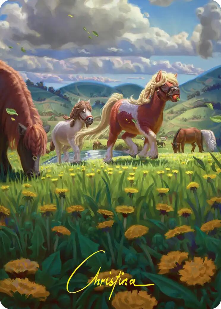 Troop of Ponies Art Card (Gold-Stamped Signature) [The Hobbit Art Series] | Red Claw Gaming