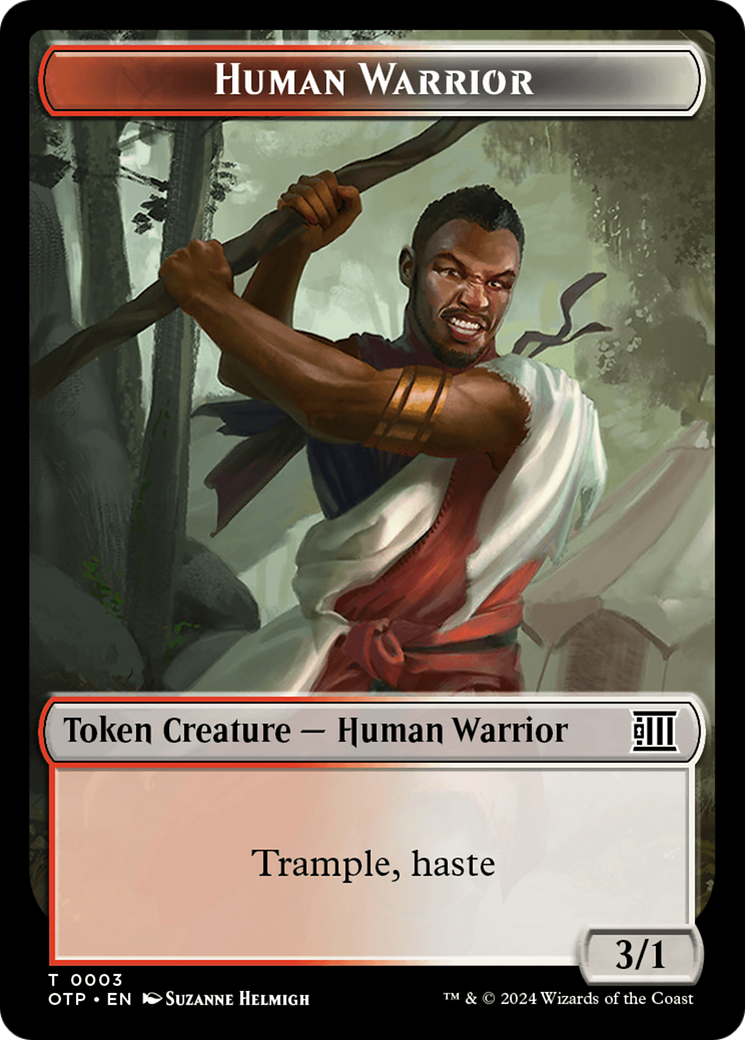 Human Warrior // Plot Double-Sided Token [Outlaws of Thunder Junction: Breaking News Tokens] MTG Single Magic: The Gathering    | Red Claw Gaming