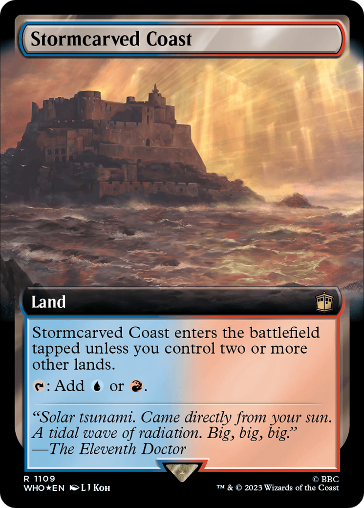 Stormcarved Coast (Extended Art) (Surge Foil) [Doctor Who] MTG Single Magic: The Gathering | Red Claw Gaming