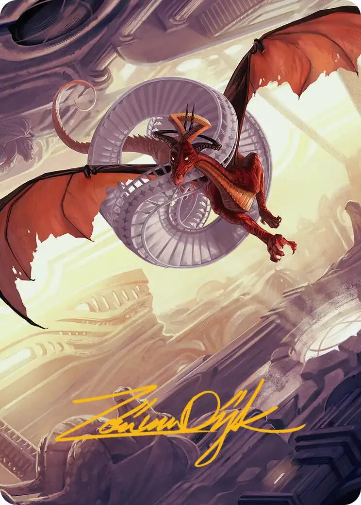 Draconic Visitor Art Card (Gold-Stamped Signature) [Reality Fracture Art Series] | Red Claw Gaming