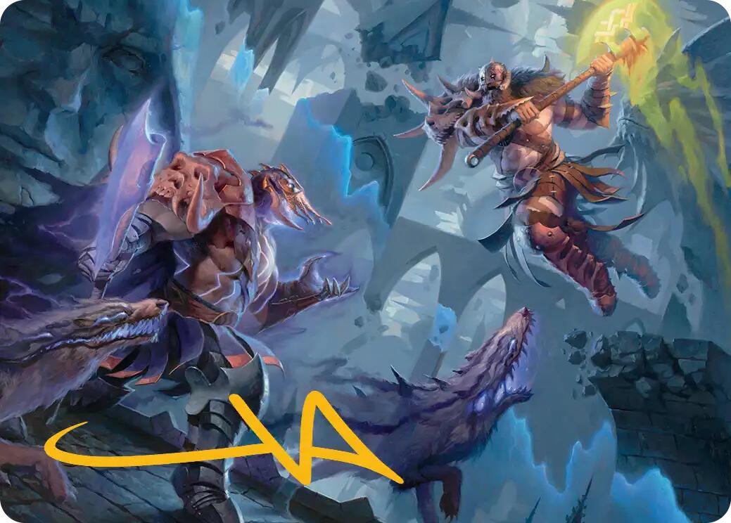 Garruk, Veiled Butcher // Garruk, Curse Breaker Art Card (Gold-Stamped Signature) [Reality Fracture Art Series] | Red Claw Gaming