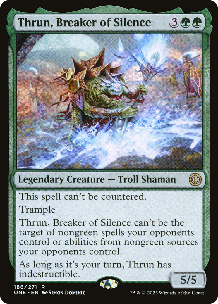 Thrun, Breaker of Silence [Phyrexia: All Will Be One Prerelease Promos] MTG Single Magic: The Gathering | Red Claw Gaming