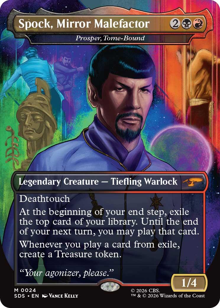 Spock, Mirror Malefactor - Prosper, Tome-Bound (Borderless) [Star Trek: Stardates] | Red Claw Gaming