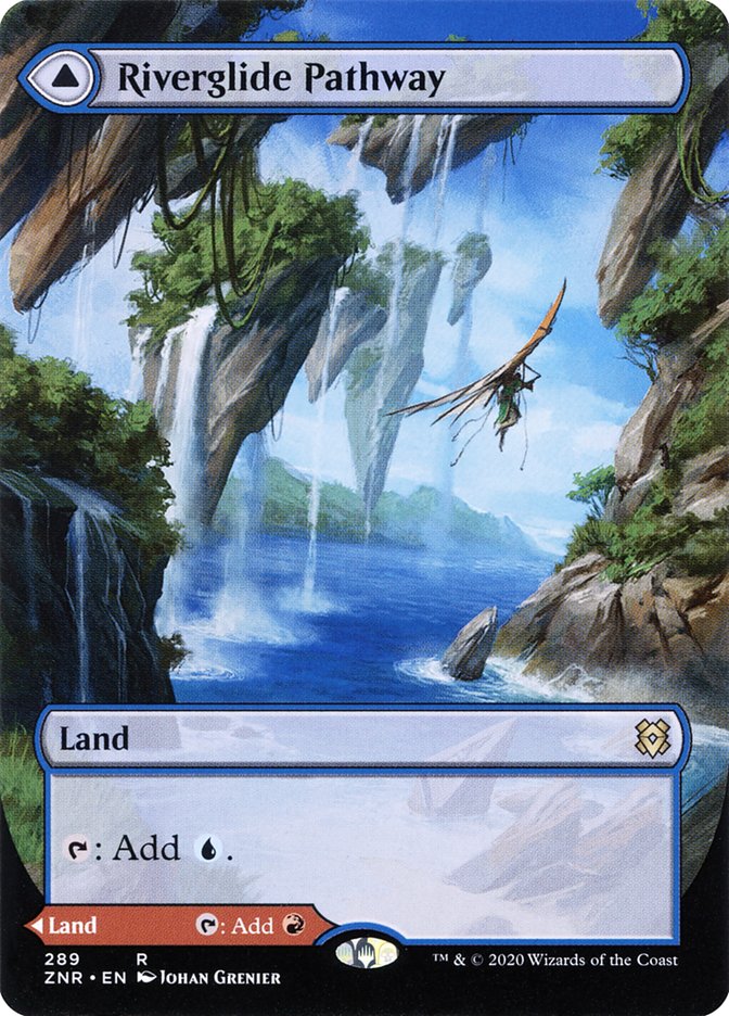 Riverglide Pathway // Lavaglide Pathway (Borderless Alternate Art) [Zendikar Rising] MTG Single Magic: The Gathering | Red Claw Gaming