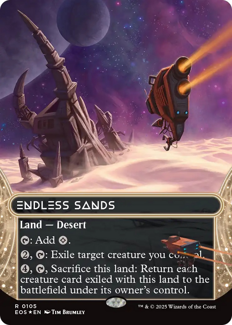 Endless Sands (0105) (Borderless) (Galaxy Foil) [Edge of Eternities: Stellar Sights] MTG Single Magic: The Gathering | Red Claw Gaming