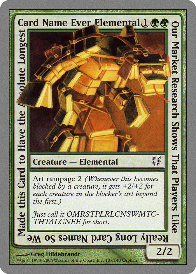 Our Market Research Shows That Players Like Really Long Card Names So We Made this Card to Have the Absolute Longest Card Name Ever Elemental [Unhinged] MTG Single Magic: The Gathering | Red Claw Gaming