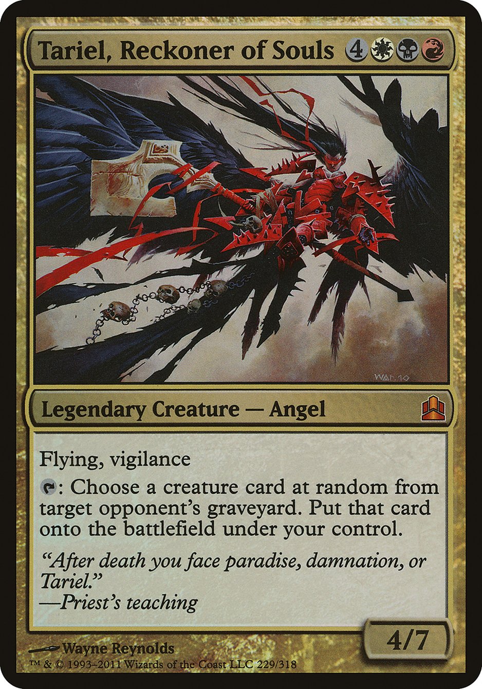 Tariel, Reckoner of Souls (Oversized) [Commander 2011 Oversized] MTG Single Magic: The Gathering | Red Claw Gaming