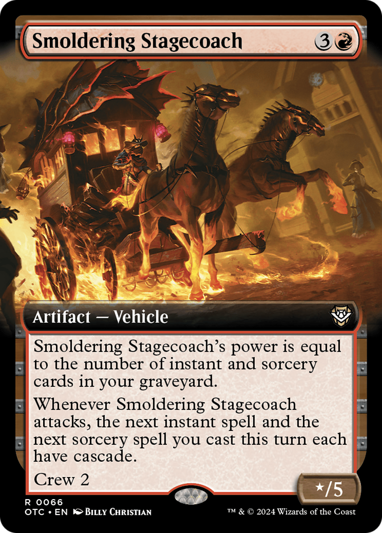 Smoldering Stagecoach (Extended Art) [Outlaws of Thunder Junction Commander] MTG Single Magic: The Gathering | Red Claw Gaming