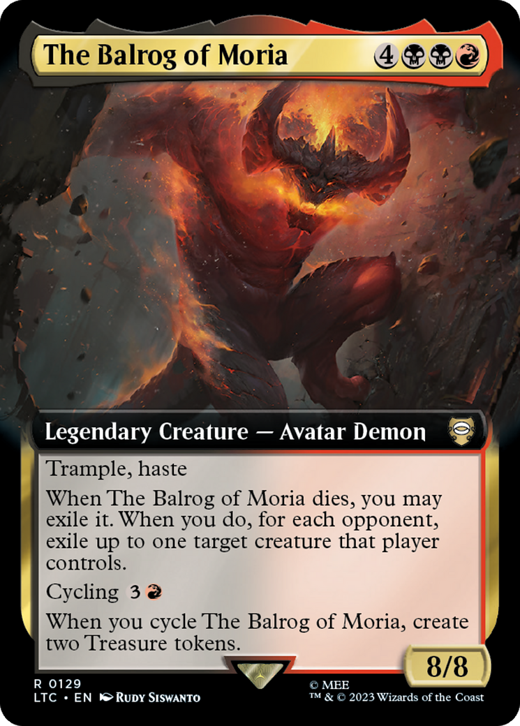 The Balrog of Moria (Extended Art) [The Lord of the Rings: Tales of Middle-Earth Commander] MTG Single Magic: The Gathering | Red Claw Gaming