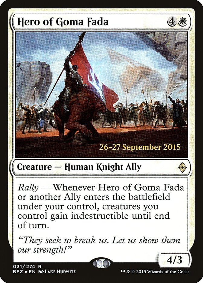Hero of Goma Fada [Battle for Zendikar Prerelease Promos] MTG Single Magic: The Gathering | Red Claw Gaming