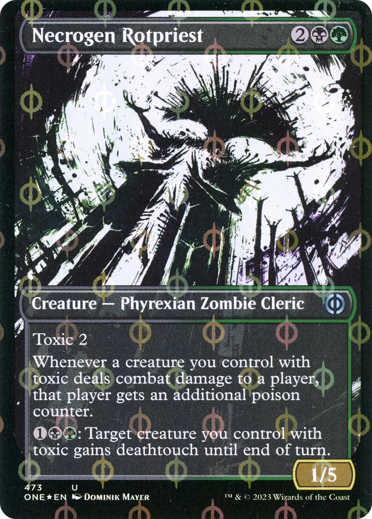 Necrogen Rotpriest (Borderless Ichor Step-and-Compleat Foil) [Phyrexia: All Will Be One] MTG Single Magic: The Gathering | Red Claw Gaming