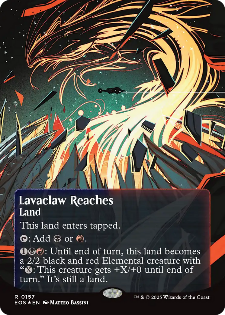 Lavaclaw Reaches (0157) (Borderless) (Galaxy Foil) [Edge of Eternities: Stellar Sights] MTG Single Magic: The Gathering | Red Claw Gaming